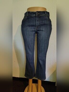Riders By Lee Dark Indigo Blue Flare Denim Jeans - Women 18P